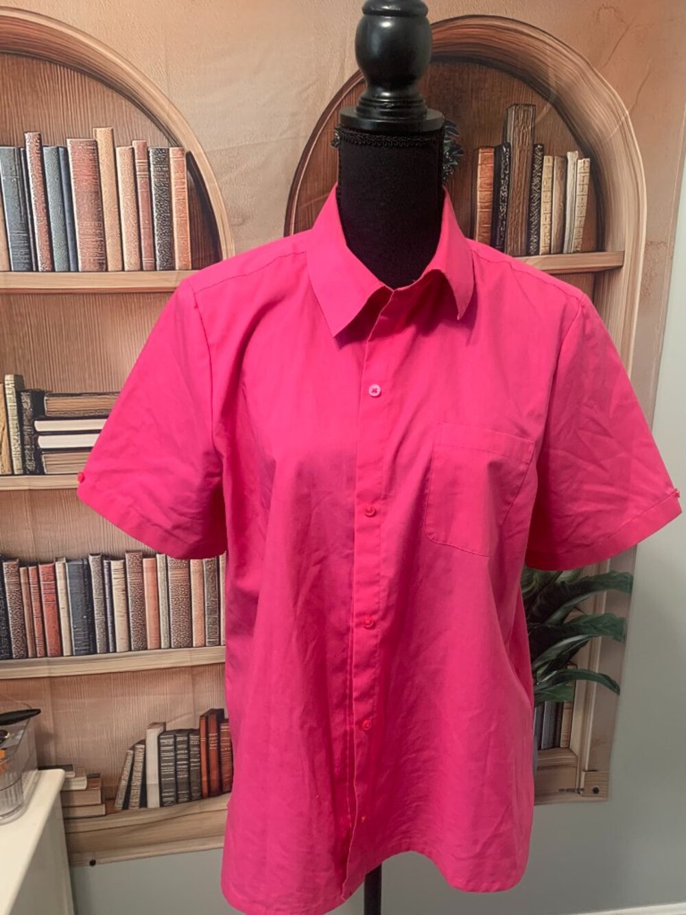 Pink Short Sleeve Collar Shirt
